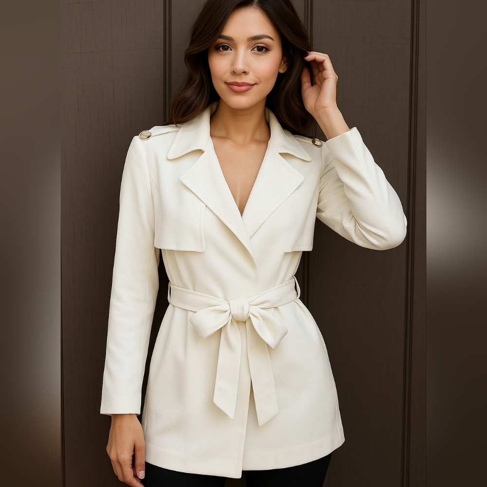 Calvin Klein Off-White Belted Trench Blazer (NWOT) – Size M